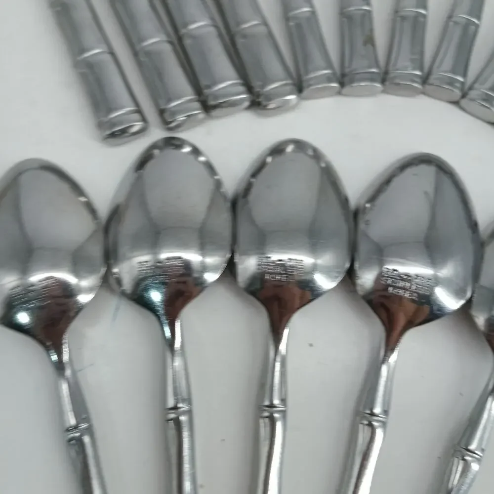 20X Set stainless flatware Bel-Pre Korea BAMBOO PATTERN Spoons Forks Knives